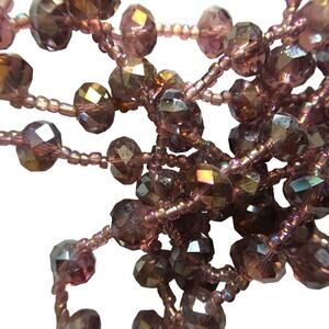 Opera length super long purple aurora borealis beaded necklace